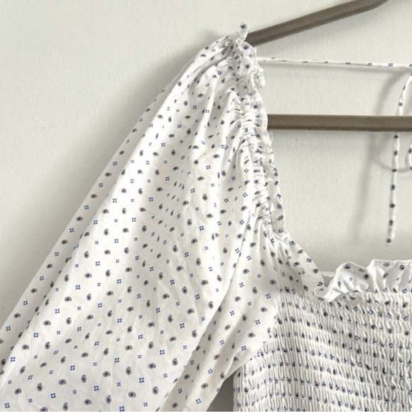 Hill House Nesli Nap Midi Dress White Pampelonne Paisley Smocked Women’s Large - Picture 5 of 6